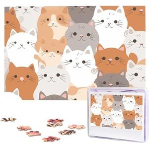 KHiry Puzzels 1000 stuks gepersonaliseerde legpuzzels oranje katten foto puzzel uitdagende foto puzzel voor volwassenen Personaliz Jigsaw met opbergtas (74,9 cm x 50 cm)