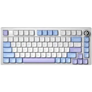 QPSJXN HI75 RGB mechanisch gamingtoetsenbord met achtergrondverlichting en een swappable afdichtingsstructuur op metalen basis. (Creamy Purple-Cherry)