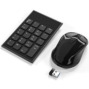Yeemie Pro Draadloze combinatie van numeriek toetsenblok en muis, 2.4G draagbaar, ultradun USB numeriek toetsenbord en muis voor laptop, notebook, desktop, pc-computer - slechts één USB-ontvanger