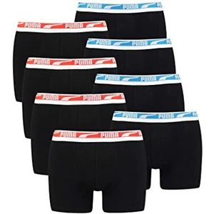 PUMA Boxershorts voor heren, onderbroek, multi-logo, ondergoed, verpakking van 8 stuks, blauw/rood combo, L