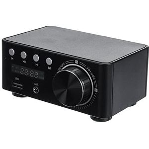 Audioversterker, 100W Audio HiFi Bluetooth 5.0 Power Class D-versterker Tpa3116 Digital Amp Home Audio Car Marine USB AUX IN mini Audio(Black AMP,No)