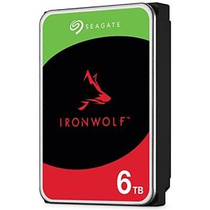 Seagate IronWolf, 6 TB, Interne Harde Schijf, NAS, 3,5"", SATA 6 GB/s, 5400 RPM, 64 MB cache, voor NAS RAID, 3 jaar Rescue Services (ST6000VN0033)