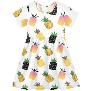 LI ZHI XIN Meisjesjurk kinderen kinderen zomer korte mouw ronde hals casual jurken voor leeftijd 2-8 fruit ananas patroon, Meerkleurig, 2 jaar