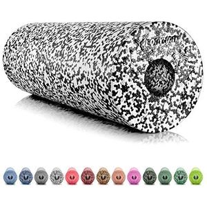 BODYMATE professionele Fasciarol STANDARD middelhard Lengte 45 cm Diameter 15 cm - met gratis e-book - Zwart/Wit