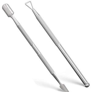 DOETYD 2 stuks nagelriemduwer van roestvrij staal voor het verwijderen of verwijderen van gelnagellak van vingers en tenen