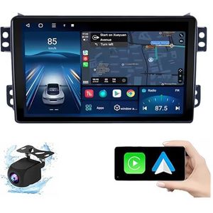 Android 14.0 2 Din Autoradio 9"" Touchscreen Auto Stereo voor Opel Agila/Suzuki Splash Ritz 2008-2012 met Draadloze Carplay Android Auto GPS navigatie AHD Omgekeerd beeld Stuurwielbediening(P1(1G+32G))