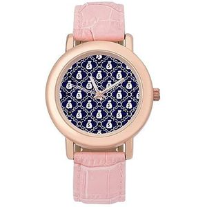 Marineblauwe Geldzak Horloges Voor Vrouwen Mode Sport Horloge Vrouwen Lederen Horloge