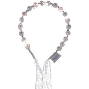 Halloween-haarband voor dames, helder bont, kanten vlecht, haarband, parelhaarband (wit licht, wit)