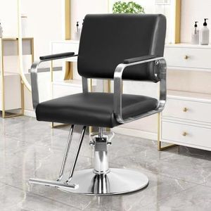gihusrzx Kappersstoel, verstelbare hoogte en elasticiteit zwarte kappersstoel, zwarte kappersstoel en kapperszaak Zwart