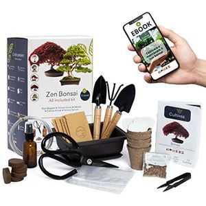 CULTIVEA Premium Bonsai Set Klaar om te Groeien - Tuin en Decoratie - Verzorg uw bonsai en natuurlijke planten - Draad, Kunstmest, Gereedschap, Ronde Schaar, Kleine Bonsai Schaar - Cadeau Idee