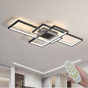 Diossad Dimbare Plafondlamp LED met Afstandsbediening, Rechthoekige Lichten Plafondlamp, 2700K-6500K Warme Natuur Koud Wit Plafond Panel Voor Slaapkamer Woonkamer Keuken Versieren (black, 80*45*9cm)