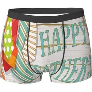 ZJYAGZX Happy Father'S Day Print Boxershorts Trunks Ondergoed Vochtafvoerend Heren Ondergoed Ademend, Zwart, L