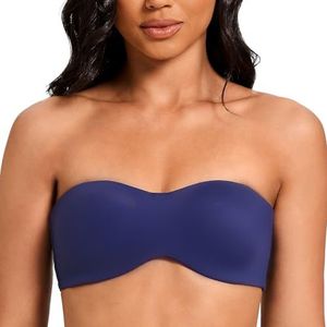 MELENECA strapless bh voor grote borsten, minimizer, ongevoerde bandeau met beugel Blauw 80E