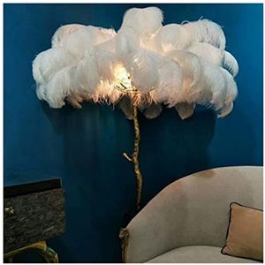Veren vloerlamp 1.7m/1.2m Feather vloerlamp for woonkamer, moderne staande lamp met 3 kleuren dimbaar, led vloerlamp romantische woonkamer/slaapkamer led licht(Color:H170cm,Size:RESIN BODY_WHITE COLOR