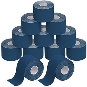 BB Sport 12 x Kinesiology Tape 5 m x 5 cm Vele Kleuren E-book Applicatie Brochure Elastiek Spirien Tape Kinesiotape, Kleur:Donkerblauw