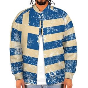 Retro Griekenland Vlag Grappige Mannen Baseball Jacket Gedrukt Jas Zachte Sweatshirt Voor Lente Herfst