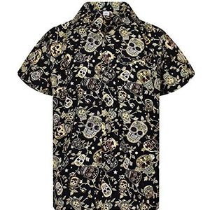 V.H.O. Funky Hawaïhemd Skull, sepia, M, Skull Sepia, M