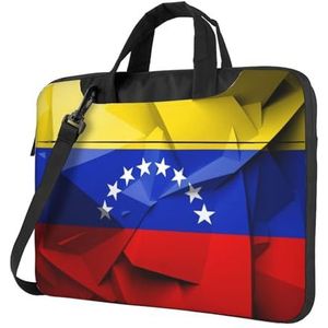 Laptoptas met gevoerde schouderriem en handvat, laptoptas met Venezolaanse vlag voor dames en heren, Zoals getoond, 14 inch