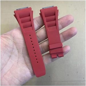 ZHGUIMING Fluororubber Horlogebanden Vervangen R-ichardM-ille RM035 Band 28MM Horlogeband 19MM Titanium Interface Riem(rood)