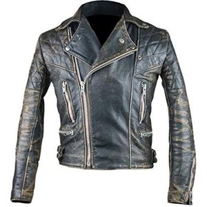 LP-FACON Negan Jacket - Walking Dead Jeffrey Dean Morgan zwart motorjack voor heren, Distressed Black - Negan Leather, S