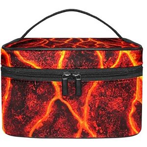 Make-up Organizer Bag, Reizen Make-up Tas Organizer Case Draagbare Cosmetische Tas voor Vrouwen en Meisjes Toiletartikelen Magma Lava, Meerkleurig, 22.5x15x13.8cm/8.9x5.9x5.4in