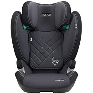 AVOVA Sora-Fix (Grey & Black), de volgstoel geschikt van 100 tot 150 cm, 4 tot 12 jaar, met Isofix, booster autostoel