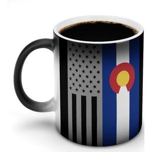 Amerikaanse Colorado Vlag Aanpassen Magic Warmte Veranderende Mok Keramische Cup Koffie Mokken Warmtegevoelige Grappige Gift