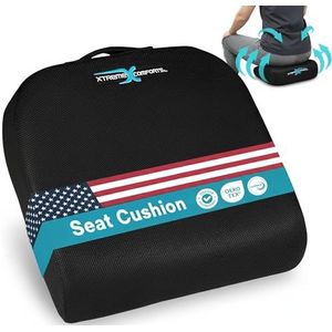 Xtreme Comforts Zitkussen, Bureaustoelkussens, 1 stuks, gewatteerd schuimkussen met handvat voor bureau, rolstoel en auto, rugsteunkussen voor stoel
