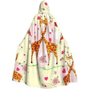 NEZIH Giraffe hart bloem vlinder capuchon mantel voor volwassenen, carnaval heks cosplay gewaad kostuum, carnaval feestbenodigdheden, 185 cm