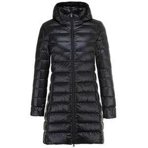 Dames Fleece Gewatteerde Jas Met Capuchon, Gewatteerde Jassen Met Zakjassen Warm Dikker Windscherm Uitloper(Noir,M)