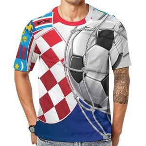 Voetbal doel en Kroatië vlag mannen korte mouw grafisch T-shirt ronde hals print casual tee tops 3XL