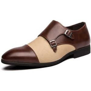 Heren Loafers Fashion Monk Slip-On Zakelijke Formele Schoenen,Bruin,38 EU