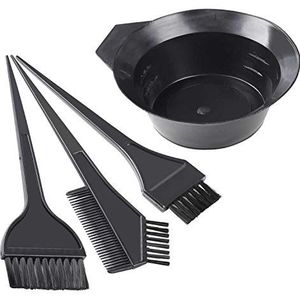 TRIXES 4ST Haarverf Kit - Borstels en Kleurmengkom voor Kleurtoepassing, Behandelingen en Tinting - Voor Professioneel Kappers of Thuisgebruik - Zwart