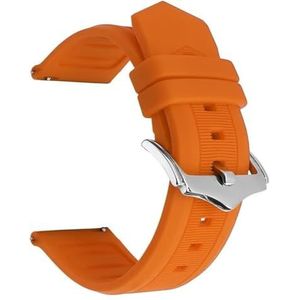 Roestvrij staal Gesp Silicone Horlogebanden Siliconen band Sport siliconen horlogeband 16 mm 18 mm 19 mm 20 mm 21 mm 22 mm Quick Release polsband Waterdicht Zacht rubber Horlogeband riem(Orange,20mm)