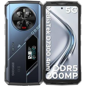 DOOGEE V40 Pro Outdoor smartphone 5G, 36GB RAM + 512GB ROM Android 14 Outdoor Smartphone met 1,47 inch achterscherm, 4nm D7300, 1200MP + 32 MP + 20 MP nachtzichtcamera bouwplaatsmobiele telefoon 6,78