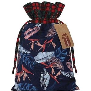 Blauwe en oranje vogel herbruikbare geschenktas-trekkoord kerstcadeau tas, perfect voor feestelijke seizoenen, kunst & ambachtelijke tas