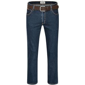 Wrangler Texas heren stretchjeans Regular Fit Authentic Straight in verschillende wassingen met riem in zwart of bruin, Darkstone + bruine riem, 50W / 34L