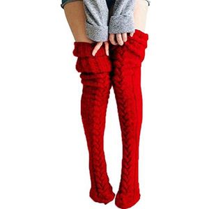 Fencelly Winter Knit Over Knie Sokken, Vrouwen Meisjes Dij Hoge Over Kniekousen Gevlochten Gebreide Lange Sokken voor Dagelijks