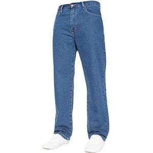 Mens rechte been jeans basic zware werk denim broek broek grote lange koning maten, Zwart, 36W / 32L