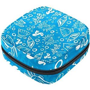 Crab Shell Conch Maandverband Opbergtas Menstruatie Pad Tas Draagbare Menstruatie Cup Pouch met Rits voor Tiener Meisjes Vrouwen Dames