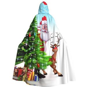 EdWal Kerstman Kerstboom print Cape Mantel met capuchon, Volwassenen Heks Cape Hooded Mantel, Carnaval mantel Kostuums Cosplay