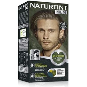 Naturtint Men Biobased Permanente haarkleur zonder ammoniak voor mannen, 100% dekking van wit haar, natuurlijke ingrediënten, 7N hazelnootblond, 170 ml