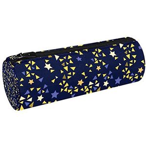 Zilveren 3D Sterren Patroon Met Rode Achtergrond Canvas Pen Etui Portemonnee Cosmetische Make-up Tas Voor Student Briefpapier School Kantoor Opslag, Multi#03, 20x6.3cm/7.9x2.5in, Potlood gevallen