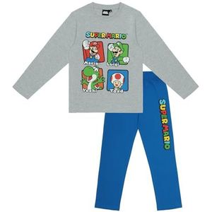 Super Mario Bros. Mario Luigi Toad Yoshi, pyjama jongens, spelen, katoen, lange mouwen, lichtgrijs, 110