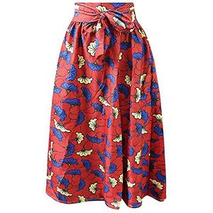 NP Hoge taille lange rokken Indie Folk Print Womens, Rood, M