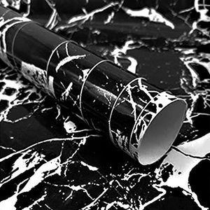 Muurtegels Wandtegelstickers, marmeren stijl waterdichte keukenstickers sticker for woonkamer badkamer thuis vloer DIY mozaïek decor zelfklevend - 15,7x39,3in (Color : Black)
