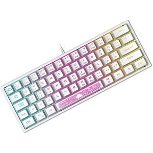 ZIYOU LANG K61 Mini-toetsenbord, 60% gaming-toetsenbord, bekabeld, USB, gaming-toetsenbord, RGB-achtergrondverlichting, semi-mechanisch, membraan, draagbaar, compact, 62 toetsen, QWERTY voor pc, Mac