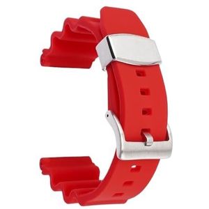 22mm Fit for Seiko Prospex SKX007 Tonijn Sumo Schildpad Metalen Ring Rubber Horlogeband Duiken Sport Siliconen Vervanging Horloge armband (Color : Red-silver buckle, Size : 22mm)