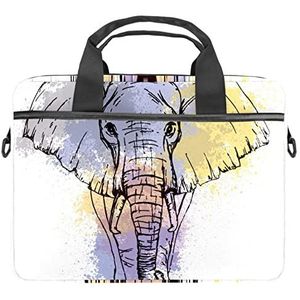 Olifant Witte Laptop Schouder Messenger Bag Crossbody Aktetas Messenger Sleeve voor 13 13.3 14.5 Inch Laptop Tablet Beschermen Tote Bag Case, Meerkleurig, 11x14.5x1.2in /28x36.8x3 cm