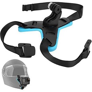 Motorhelm Kinsteun, Actiecamera Helmbevestiging Gebogen Kinsteun vooraan, Sportcamera-accessoires Motorhelm Riembevestiging voor Sportcamera(Blauw)